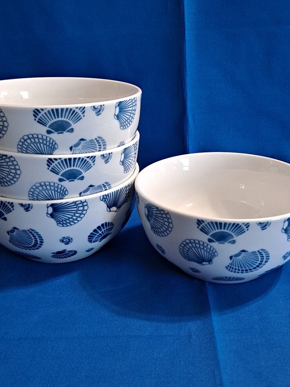 Set 4 Royal Norfolk NAUTICAL 5 1/2" Soup BOWLS Cereal Shells Shore Living Ocean